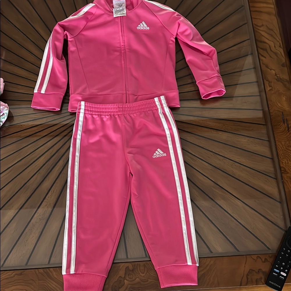 Adidas Pink Tracksuit for Kids 3T hot pink